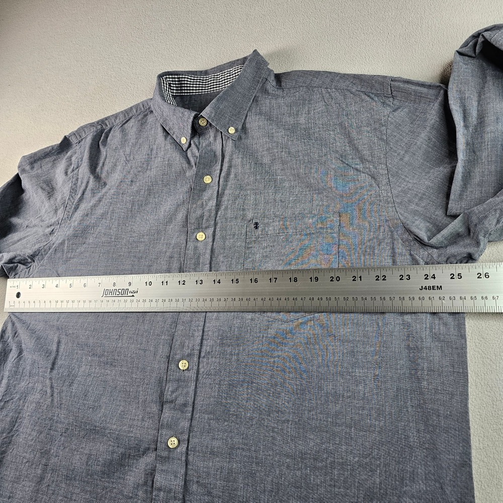 IZOD Chambray Button‎ Down Shirt Mens XL Blue Long Sleeve Classic Fit Casual - Picture 3 of 10